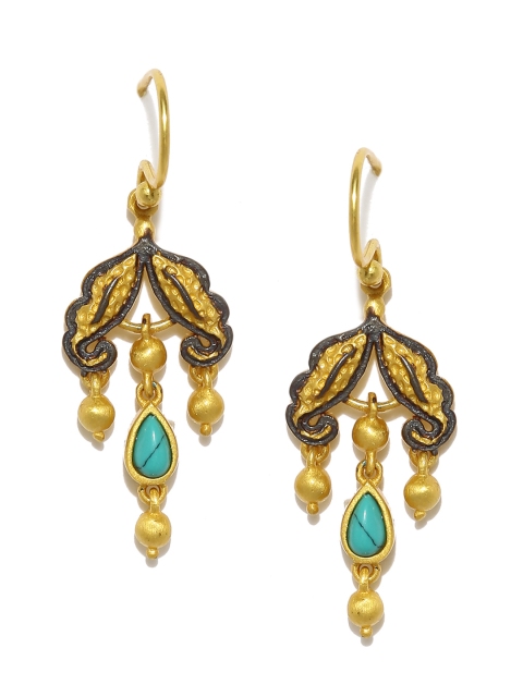 

Gehna Gold-Toned & Blue Turquoise 925 Sterling Silver Drop Earrings
