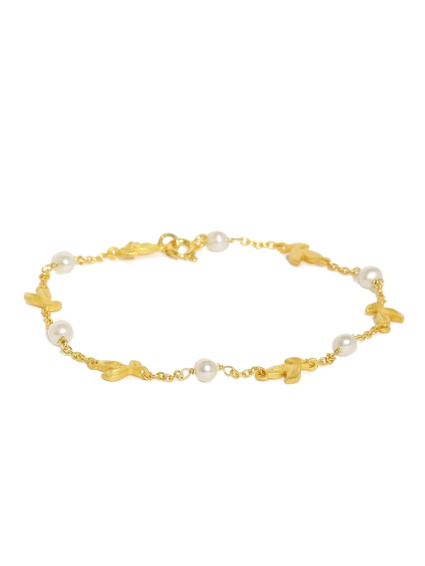 

Gehna Gold-Toned Silver Rhodium-Plated Charm Bracelet