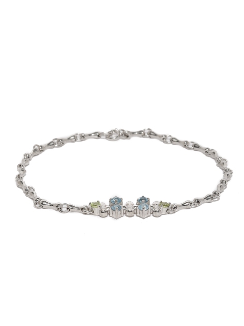 

Gehna Blue and Green Silver-Toned Silver Charm Bracelet