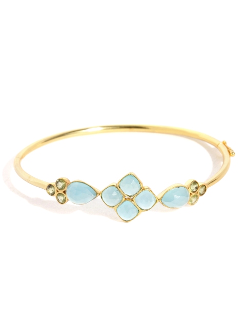 

Gehna Gold-Toned Sterling Silver Chalcedony & Peridot Charm Bracelet