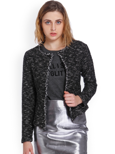 

ONLY Black Self Design Open Front Jacket
