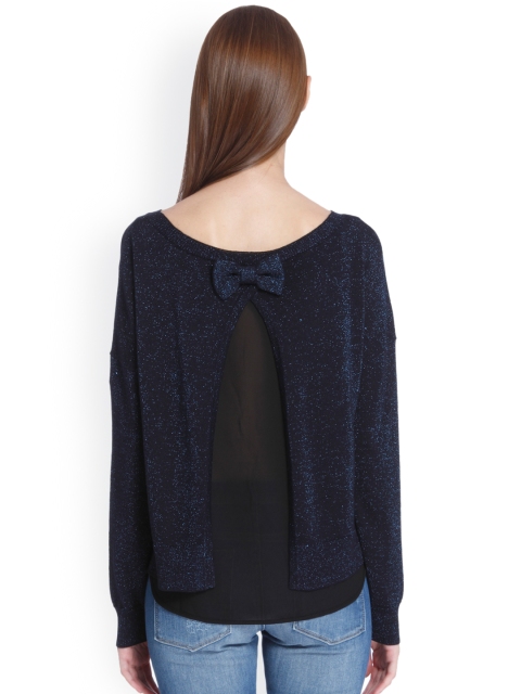 

ONLY Women Blue Self Design Top