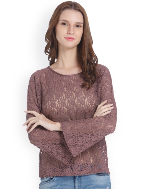 

ONLY Women Taupe Self Design Top