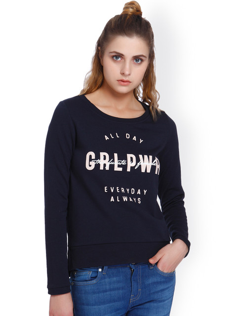 

ONLY Women Navy Printed Sweatshirt, Navy blue