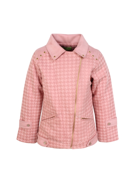 

CUTECUMBER Girls Pink Printed Quilted Jacket