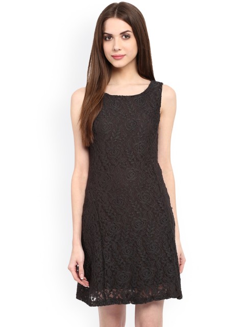 

La Zoire Women Olive Green Solid Fit and Flare Dress