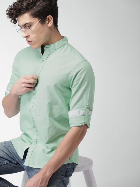 

Harvard Men Green Slim Fit Solid Casual Shirt