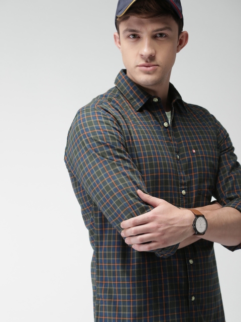 

Harvard Men Blue Slim Fit Checked Casual Shirt