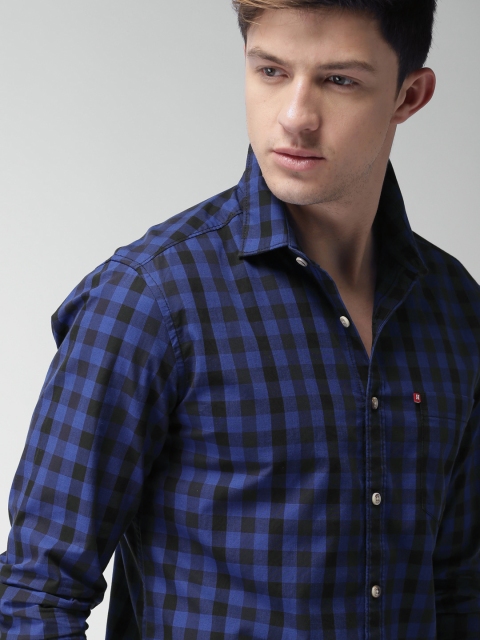

Harvard Men Blue & Black Slim Fit Checked Casual Shirt