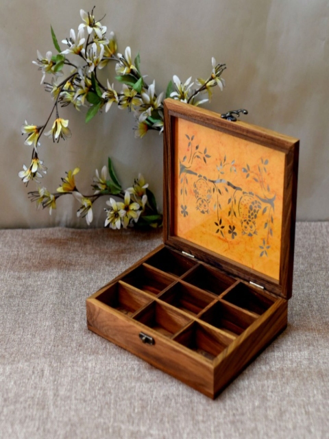

Unravel India Sheesham Wood Brown Owl Utility box, Yellow