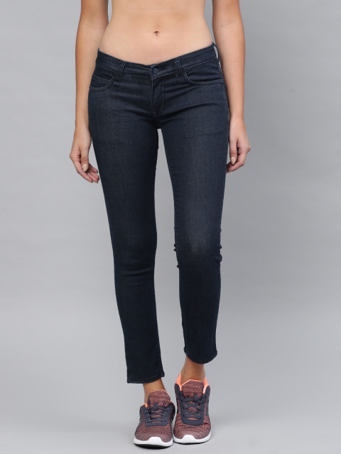

HRX by Hrithik Roshan Women Blue Skinny Fit Mid-Rise Clean Look Stretchable Jeans