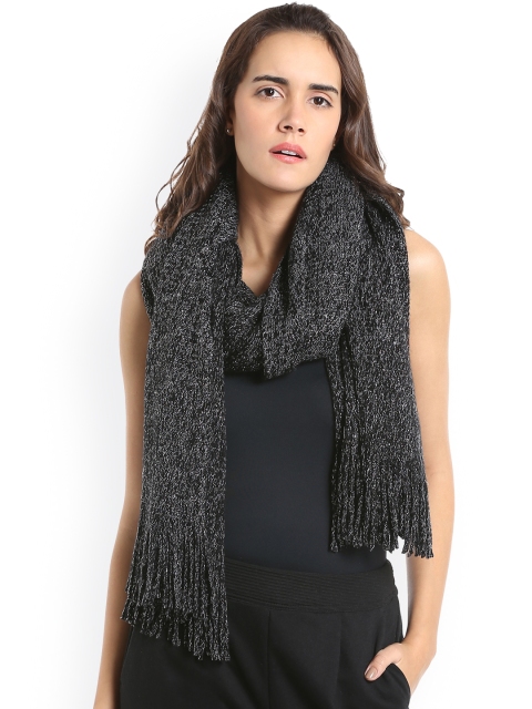 

Vero Moda Black & Silver-Toned Self Design Scarf