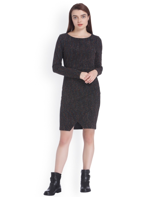 

Vero Moda Women Black Self Design Bodycon Dress