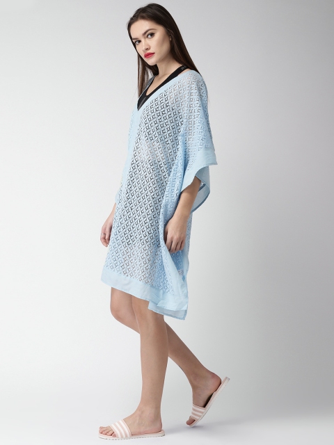

Mast & Harbour Women Blue Self-Design Sheer Kaftan Cover-Up Dress MH-W-SS18
