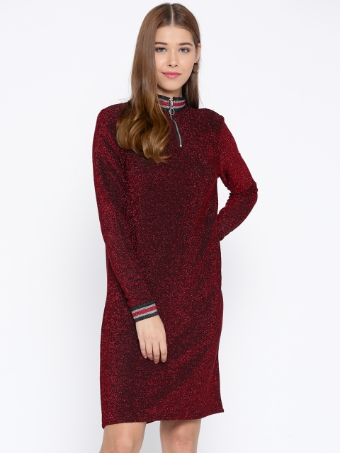 

Vero Moda Women Red Self-Design Sheath Dress