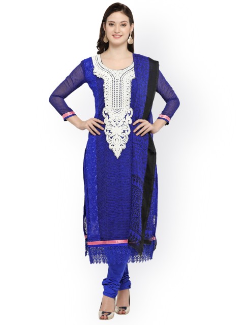 

Satrani Blue Silk Georgette Semi-Stitched Dress Material