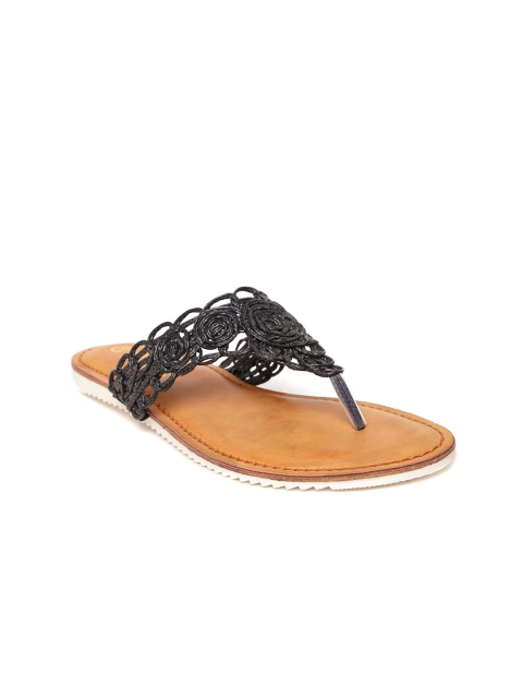 

Wet Blue Women Black Patterned Open Toe Flats