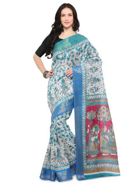 

Ligalz White Printed Silk Cotton Saree