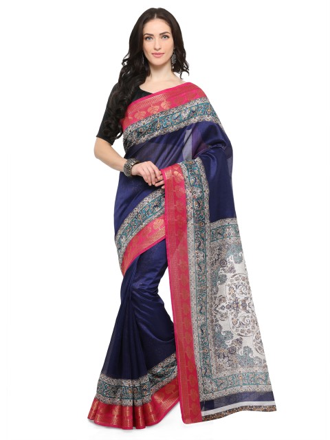 

Ligalz Blue Printed Silk Cotton Saree