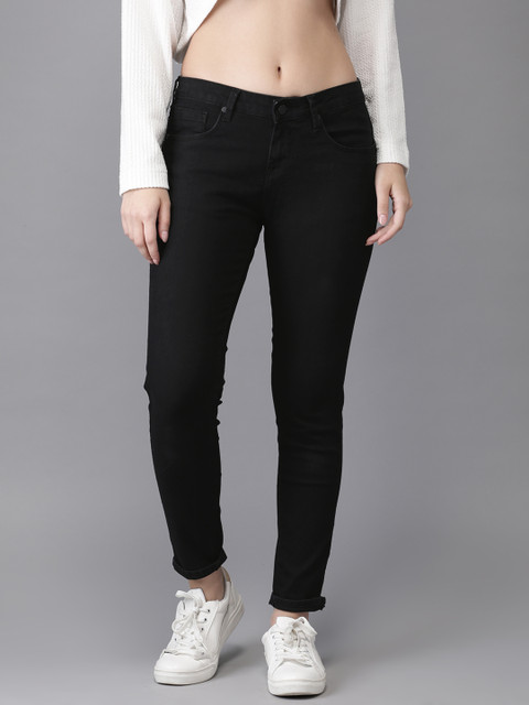 

HERE&NOW Women Black Skinny Fit Mid-Rise Clean Look Stretchable Jeans