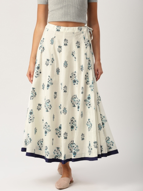 

IMARA Off-White Printed Maxi Pure Cotton Skirt