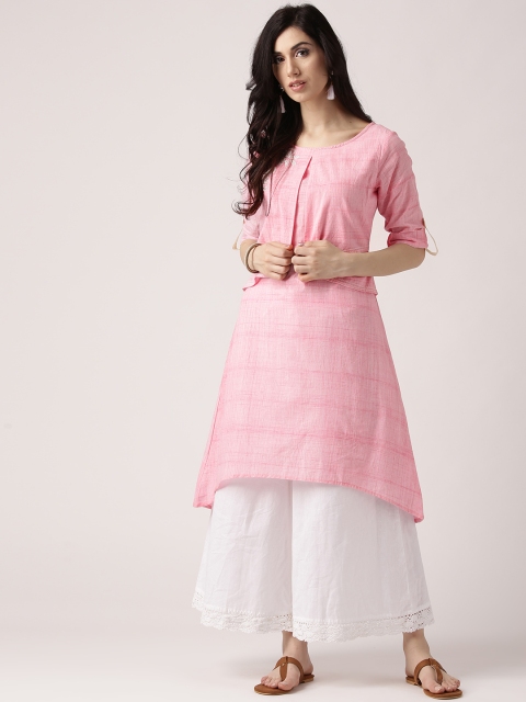 

IMARA Women Pink Layered A-Line Kurta