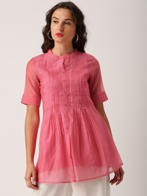 

IMARA Women Pink Solid A-Line Top