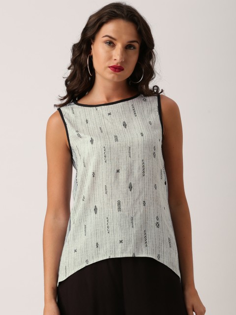 

IMARA Women Grey Printed High-Low Top