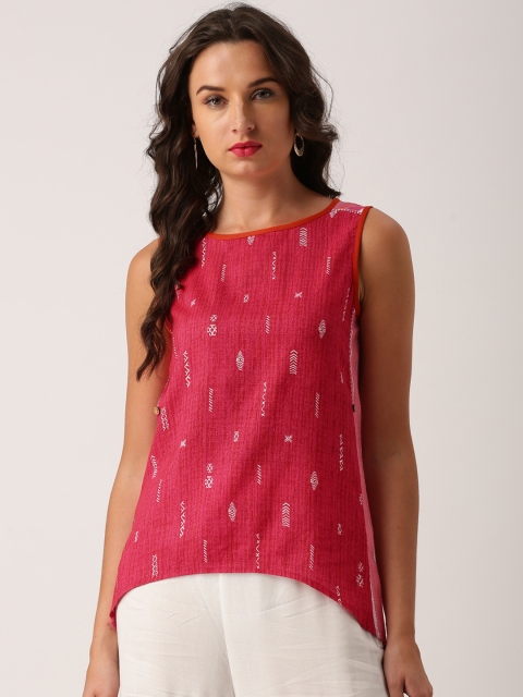 

IMARA Women Pink Solid High-Low Top