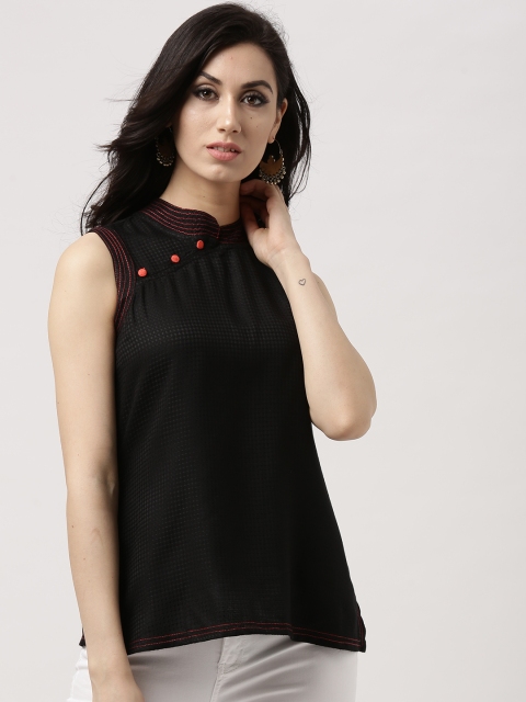 

IMARA Women Black Self-Design Top
