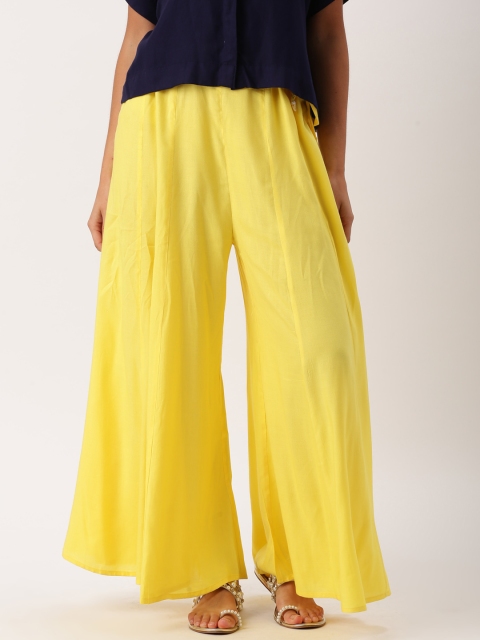 

IMARA Women Yellow Flared Solid Culottes