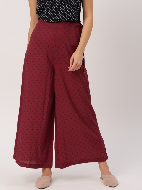 

IMARA Women Maroon Flared Printed Palazzos