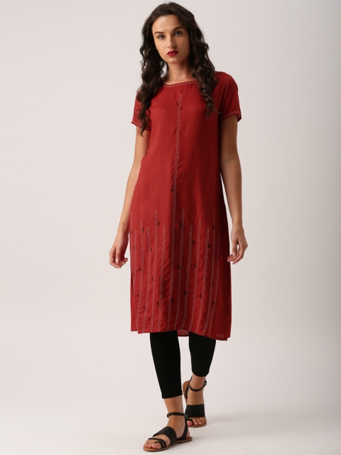 

IMARA Women Red Solid Straight Kurta