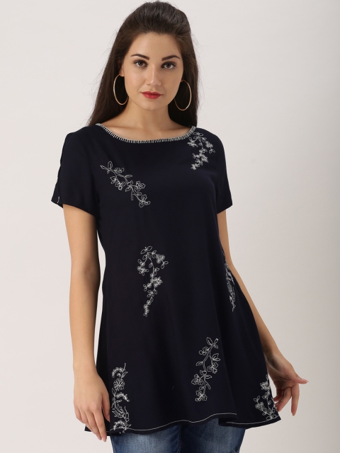 

IMARA Navy Blue Embroidered Tunic