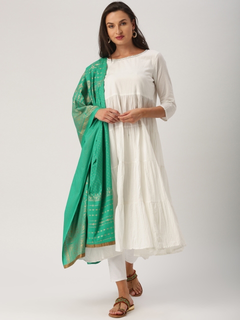 

IMARA White Kurta Set with Dupatta