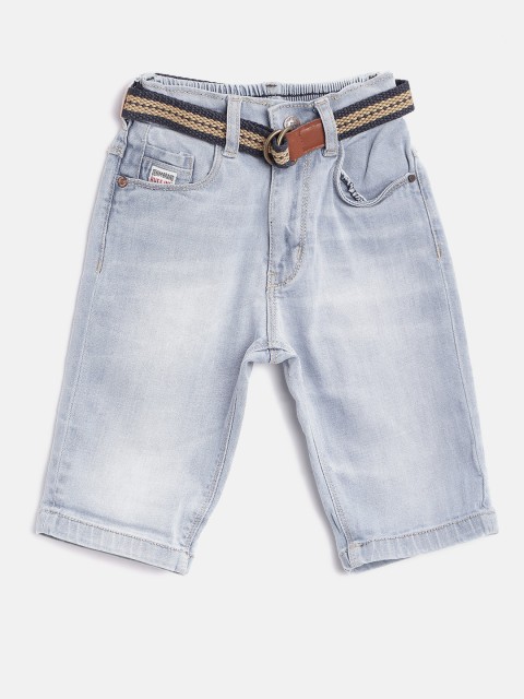 

RUFF Boys Blue Washed Regular Fit 3/4th Denim Shorts