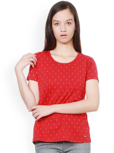 

Allen Solly Women Red Printed Pure Cotton Top