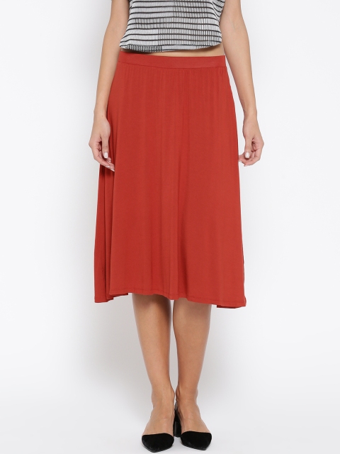 

FOREVER 21 Rust Red Midi A-Line Skirt