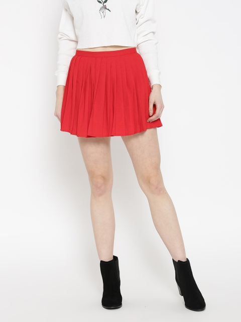 

FOREVER 21 Red Mini Pleated A-Line Skirt