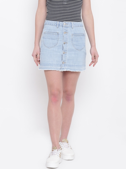

FOREVER 21 Blue Washed Denim A-Line Skirt