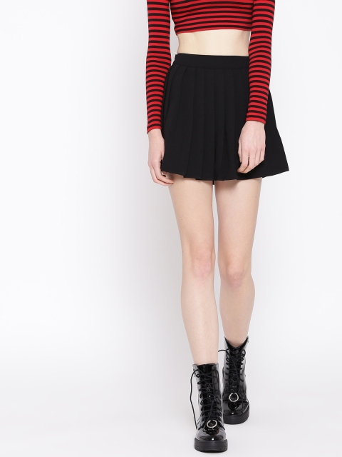 

FOREVER 21 Black Pleated A-Line Skirt