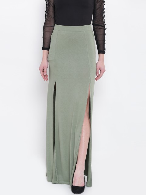 

FOREVER 21 Olive Green Maxi A-Line Skirt