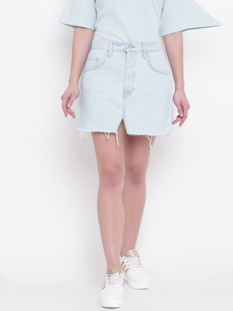 

FOREVER 21 Light Blue Denim Mini A-Line Skirt
