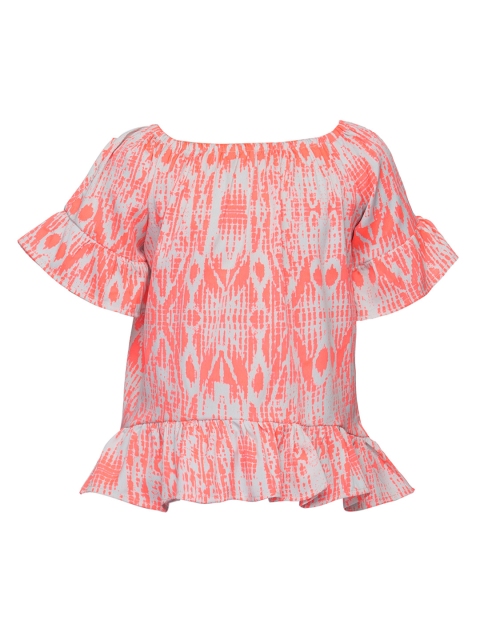 

Oxolloxo Girls Peach & Off-White Coloured Printed Top