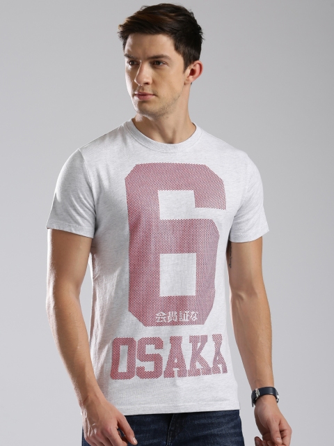 

Superdry Men Grey Melange Printed Round Neck MICRO DOT T-shirt