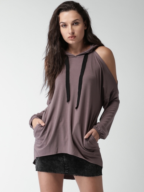 

FOREVER 21 Women Mauve Solid Boxy Top