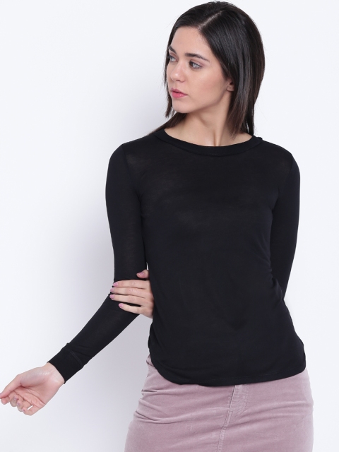

FOREVER 21 Women Black Solid Top