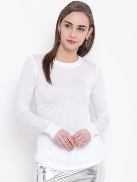 

FOREVER 21 Women White Solid Regular Top