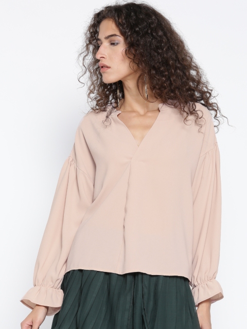 

FOREVER 21 Women Pink Solid Styled Back Top