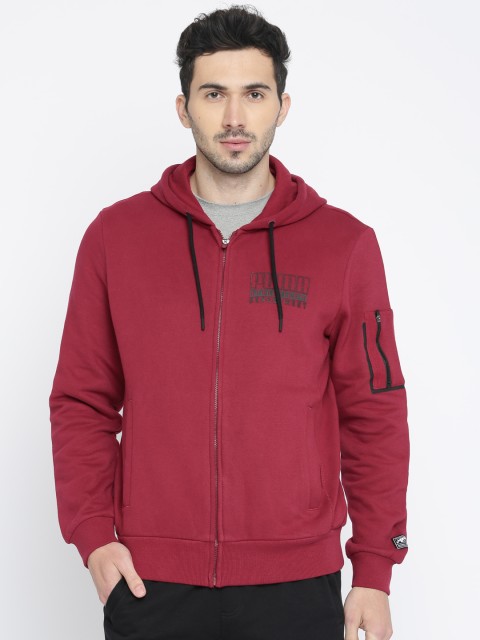

Puma Men Red Solid STYLE Pocket FZ Hoody FL Sweatshirt
